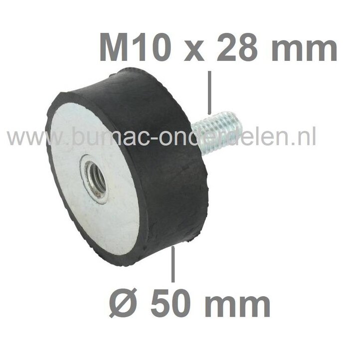 Ophangrubber Universeel Type-B voor Grasmaaiers, Zitmaaiers, Frontmaaiers, Aggregaat, Houtversnipperaar, Trilplaat, Waterpomp, Tuinfrees, Hakfrees, Kantensnijder, Trillingsdempers, Vibratiedempers, Motorrubbers, Antivibratierubbers