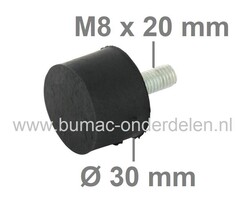 Motorrubber Universeel Type-D voor Grasmaaiers, Zitmaaiers, Frontmaaiers, Aggregaat, Houtversnipperaar, Trilplaat, Waterpomp, Tuinfrees, Hakfrees, Kantensnijder, Trillingsdempers, Vibratiedempers, Ophangrubbers, Motorrubbers