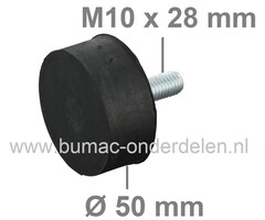 Motorrubber Universeel Type-D voor Grasmaaiers, Zitmaaiers, Frontmaaiers, Aggregaat, Houtversnipperaar, Trilplaat, Waterpomp, Tuinfrees, Hakfrees, Kantensnijder, Trillingdemper, Vibratiedemper, Ophangrubber, Motorrubber