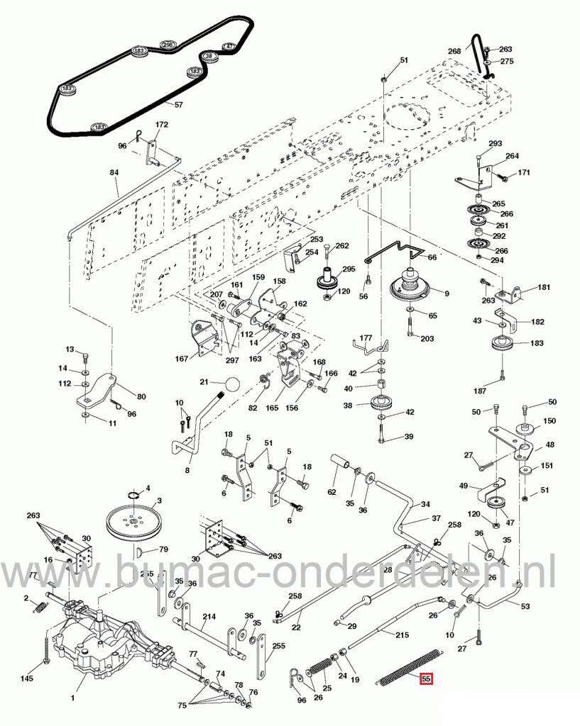 Spanveer Aandrijving Husqvarna, AYP, Craftsman, Lazer, Jonsered, Partner, McCulloch, Yardpro, Wizard, Flymo Zitmaaiers, Frontmaaiers, Tuintrekkers, Veer voor Spannen V-snaar Rijaandrijving, Spanveer voor Aandrijfriem van de Wielen TC138, TC142, TC342