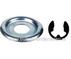 Clip met Borgplaat voor As Ø 10 mm Stihl Kettingzaag, Motorzaag, Bandenzaag, Clip - Plaat voor het Monteren van Koppelingstrommel Stihl 017, 018, 019 T, 021, 023, 024, 025, 026, 028, 029, 034, 036, 039, 044, MS170, MS171, MS180, MS181, MS190, MS210, MS211