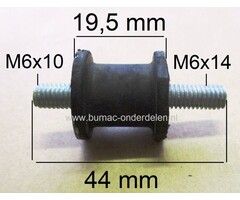 Vibratiedemper voor KAAZ en OLEO MAC Tuinmachines, Bosmaaier, Grasmaaier, Ruwterreinmaaier, Trimmer, Zitmaaier, Generator Aggregaat, Waterpomp, Trilplaat, Tuinfrees, Houtversnipperaar, Kaaz, Oleo-Mac Trillingsdemper, Antivibratierubber, Ophangrubber