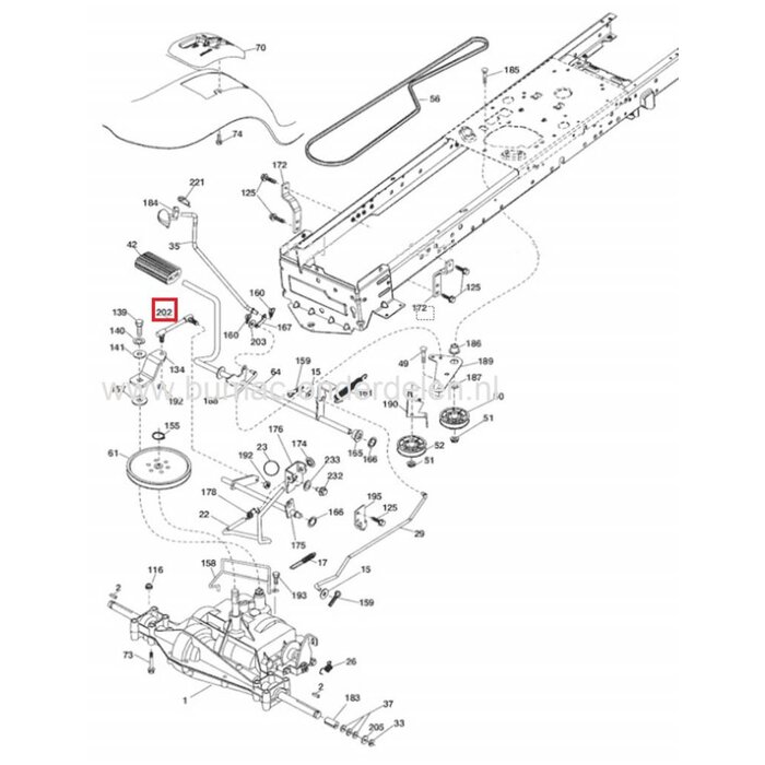 Verbindingsstang voor Aandrijving van Zitmaaier, Tuintrekker Husqvarna, Jonsered, Wizard, Lazer, Partner, Mcculloch Transaxle, Koppelstang, Koppelstuk