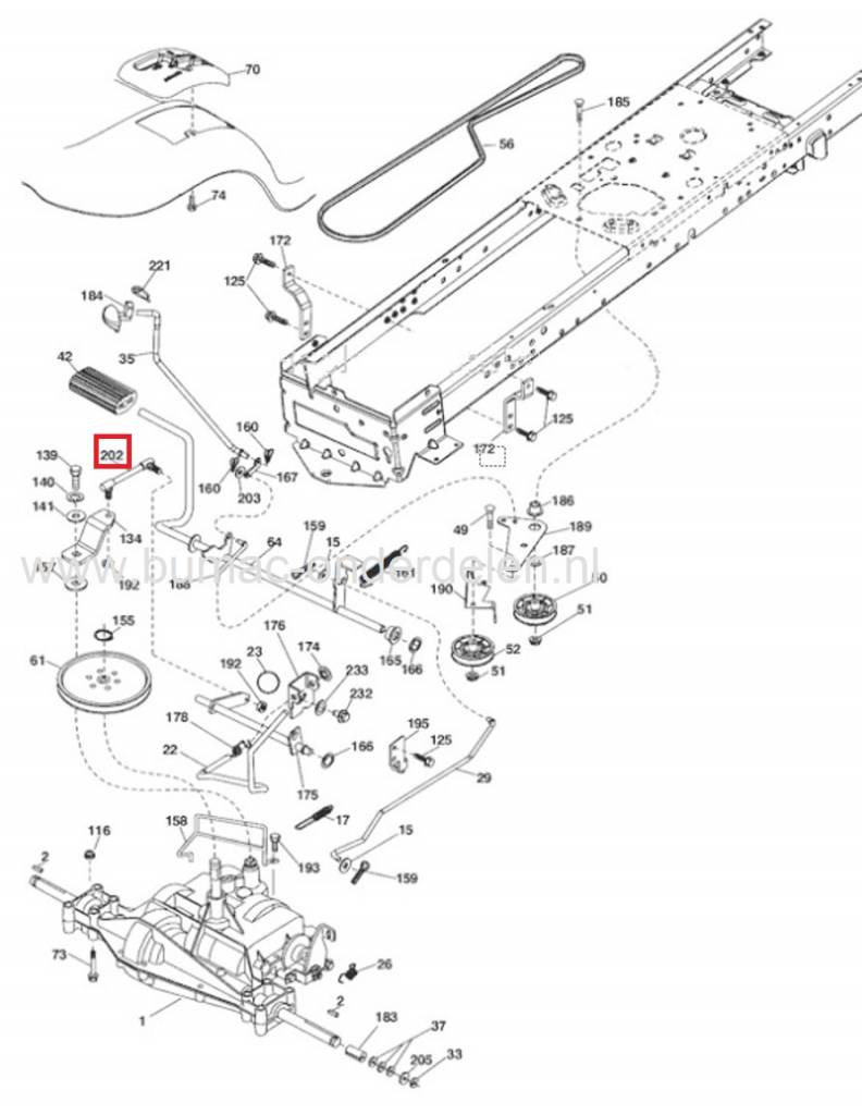 Verbindingsstang voor Aandrijving van Zitmaaier, Tuintrekker Husqvarna, Jonsered, Wizard, Lazer, Partner, Mcculloch Transaxle, Koppelstang, Koppelstuk