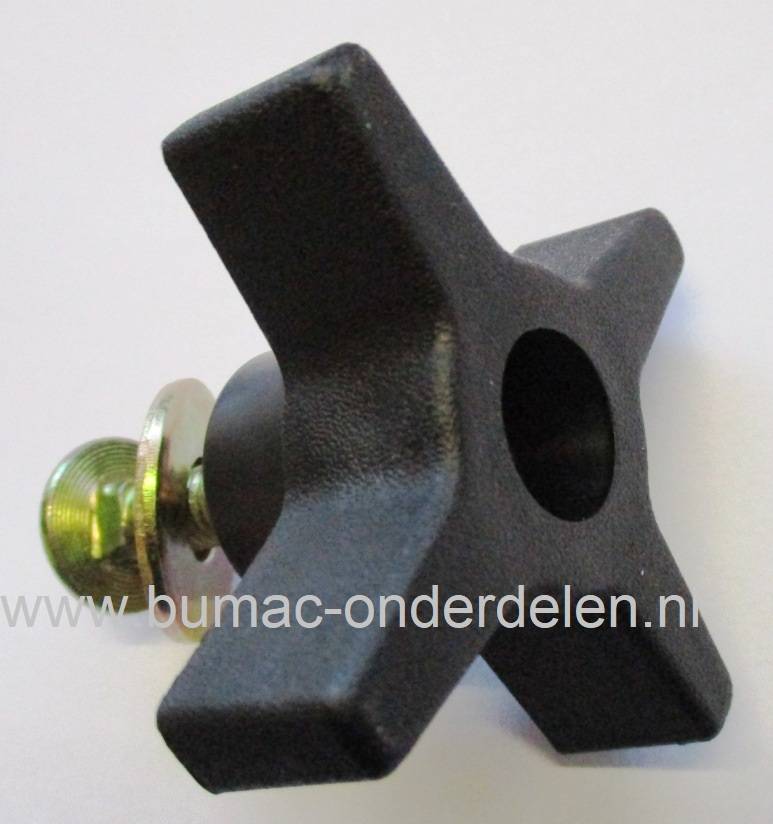 Knop voor vastzetten van Hoogteinstelling Grasveger 14-001 Knop met drukpkaat, Sluitplaat en Borstbout