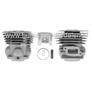 Cilinderset Ø 45 mm voor Husqvarna, Jonsered, Partner, McCulloch Benzinekettingzaag, Motorzaag, HUSQVARNA 346XP, 353, Jonsered CS2147, CS2152, ELECTROLUX Cylinderset Compleet met Zuiger, Zuigerveer, Pistonpen en Borgclips, Complete Cilinderset Kettingzage