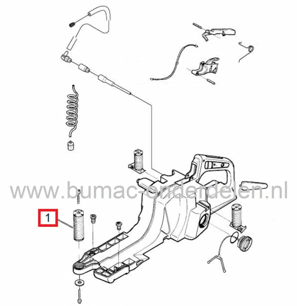 Trillingsdemper voor Husqvarna Kettingzaag 395, 395XP, ELECTROLUX Antivibratieveer voor Handvat van Kettingzagen, Motorzagen, HUSQVARNA, JONSERED, PARTNER, MCCULLOCH Vibratiedempers, Ophangrubbers voor Benzinekettingzaag, Motorzaag