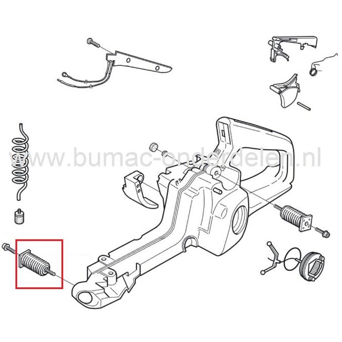 Trillingsdemper voor Husqvarna, Jonsered, Partner, Mcculloch Kettingzaag, Trillingsdemper Husqvarna 355, 357, 359, 455, 357XP, 357XPG, 359EPA Kettingzaag, Ophangrubber, Vibratiedemper, Veer voor Ophanging Tank, Handvat