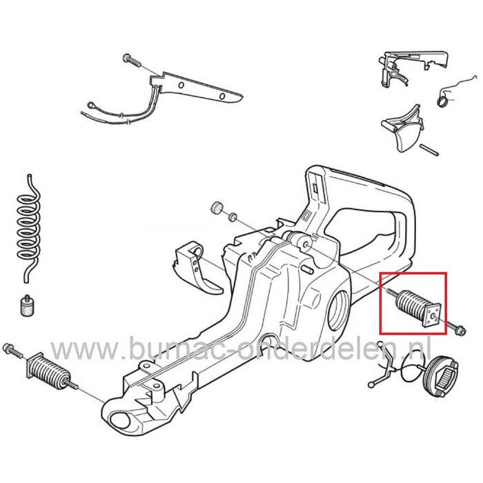 Trillingdemper voor Husqvarna 340, 345, 346, 350, 353, 357, 359, 340EPA, 345EPA, 350EPA, 359EPA, 357XPMotorzaag, Kettingzaag, Vibratiedemper, Ophangrubber, Trillingsdemper, Anti Vibratierubber, Jonsered, onderdeel, XP, EPA