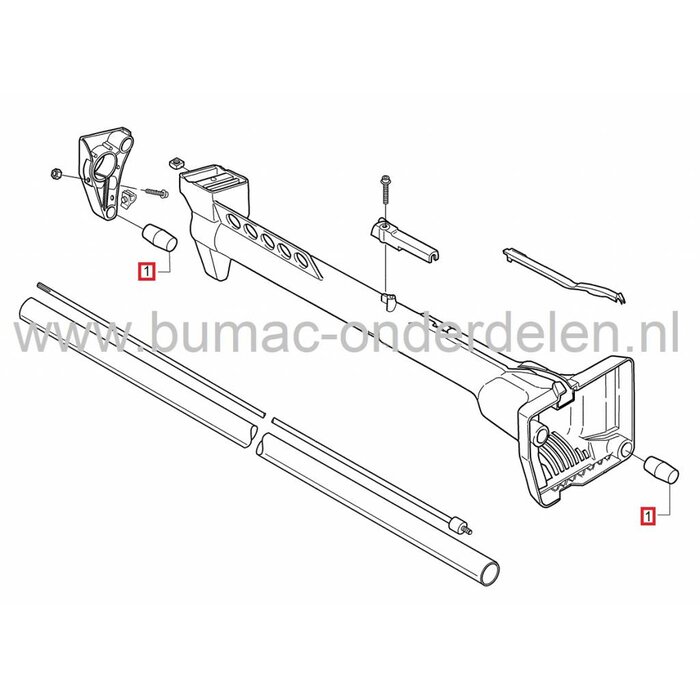 Antivibratierubber voor HUSQVARNA 225L, 225LD, 225RD, 225RJ, 227L, 227LD, 227R, 227RD, 227RJ, 232L, 232R, 232RD, 232RJ, 235FR