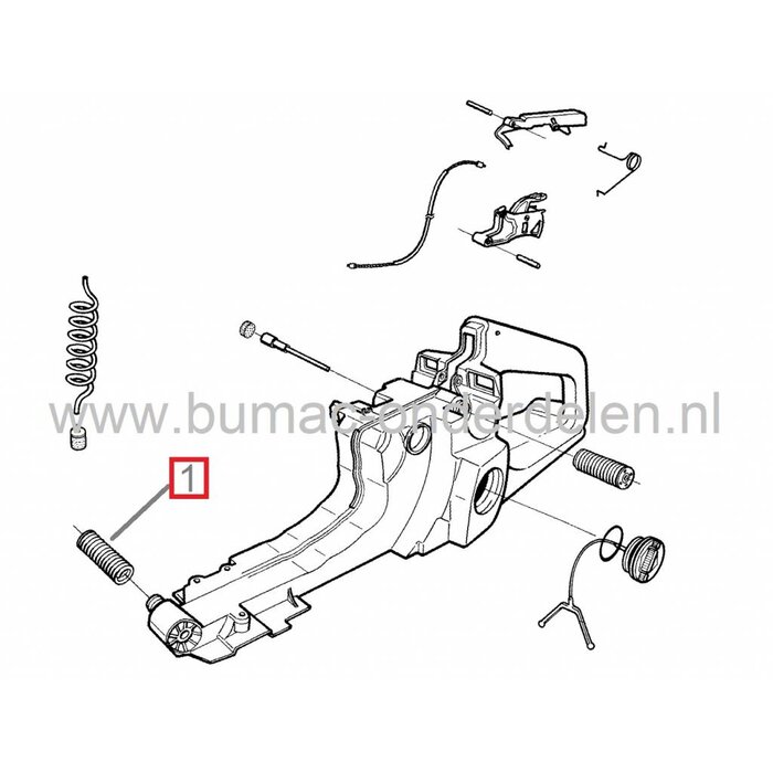 Dempveer voor HUSQVARNA 362, 365, 371, 372, JONSERED 2063, 2065, 2071, 2163, 2165, 2171, CS2163, CS2165, CS2171 Kettingzaag, Motorzaag, Electrolux Trillingdempers, Vibratiedempers, Antivibratieveren, Dempveren, Partner, McCulloch Kettingzagen, Motorzagen