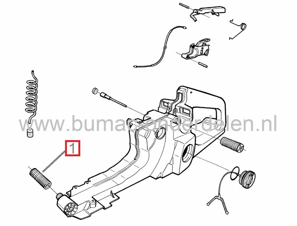 Dempveer voor HUSQVARNA 362, 365, 371, 372, JONSERED 2063, 2065, 2071, 2163, 2165, 2171, CS2163, CS2165, CS2171 Kettingzaag, Motorzaag, Electrolux Trillingdempers, Vibratiedempers, Antivibratieveren, Dempveren, Partner, McCulloch Kettingzagen, Motorzagen