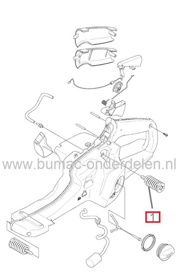 Vibratiedemper HUSQVARNA Kettingzagen 570, 570EPA, 570XP, 575XP, 575XPEPA, 576XP, 576XPEPA Trillingsdempers Husqvarna, Jonsered, Partner, McCulloch Kettingzaag, Motorzaag, ELECTROLUX Ophangrubbers, Motorrubbers, Antivibratiedempers