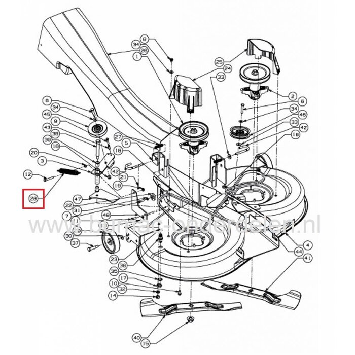 Veer voor Spannen van V snaar Maaidek, Aandrijving Messen MTD, YardMan, Gutbrod, Cub Cadet, Wolf Zitmaaier, Tuintrekker Veer voor Spannen van V snaar Poelie onder andere voor MTD SN135A, SN150A Zitmaaier SN 135 A, SN 150 A