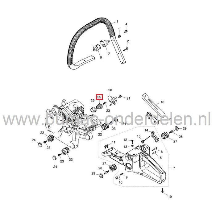 Veer Trillingsdemper Komatsu Zenoah Kettingzaagmodellen G4500, G455AVS, G5000, G5000AVS, KOMATSU ZENOAH Antivibratieveren, Dempveren voor Benzinekettingzagen, Motorzagen, G 4500, G 455 AVS, G 5000, G 5000 AVS, Dempveer, Vibratiedempers