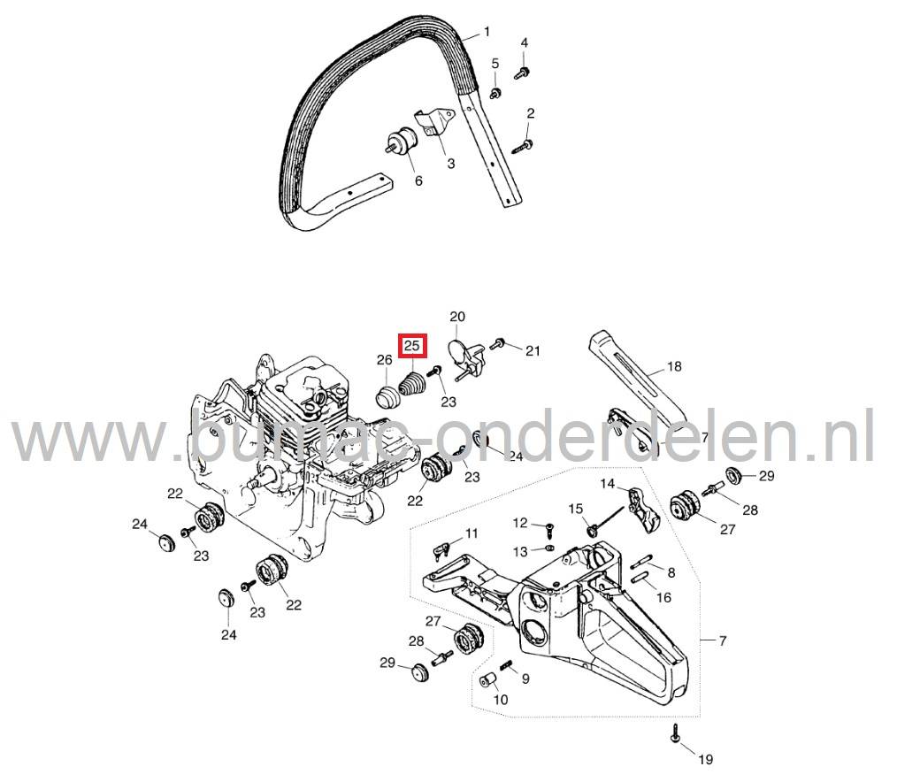 Veer Trillingsdemper Komatsu Zenoah Kettingzaagmodellen G4500, G455AVS, G5000, G5000AVS, KOMATSU ZENOAH Antivibratieveren, Dempveren voor Benzinekettingzagen, Motorzagen, G 4500, G 455 AVS, G 5000, G 5000 AVS, Dempveer, Vibratiedempers