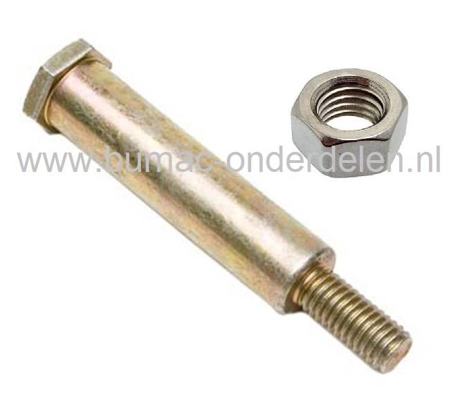 Bout met Moer voor MTD Poelie Maaidekaandrijving, Bevestigingsset Riemschijf V-snaar Maaidek, Mtd, Cub Cadet, Bolens, Wolf, Yardman, White, Etesia, Zitmaaiers, Frontmaaiers, Tuintrekkers, Bouten en Moeren voor Bevestigen Spanpoelie Aandrijfriem Maaidek