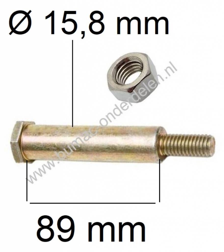 Bout met Moer voor MTD Poelie Maaidekaandrijving, Bevestigingsset Riemschijf V-snaar Maaidek, Mtd, Cub Cadet, Bolens, Wolf, Yardman, White, Etesia, Zitmaaiers, Frontmaaiers, Tuintrekkers, Bouten en Moeren voor Bevestigen Spanpoelie Aandrijfriem Maaidek