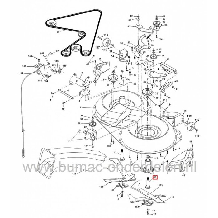 Mesas Rechts voor Husqvarna - Jonsered - AYP - Wizard - Roper - Mcculloch - Partner - Lazer - Craftsman Zitmaaier - Frontmaaier - Tuintrekker