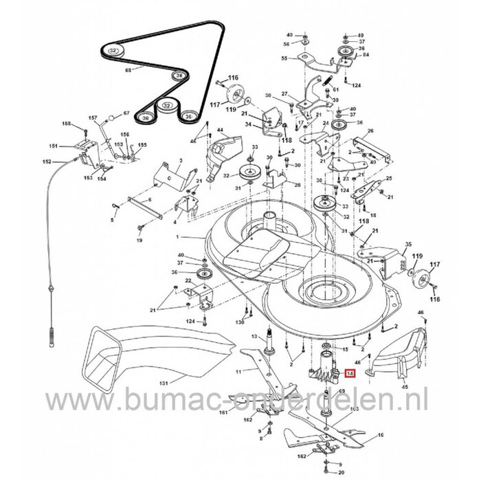 Lagerhuis Kaal voor Husqvarna - Jonsered - Mcculloch - Partner - Wizard - YardPro - Lazer Zitmaaier onderdeel