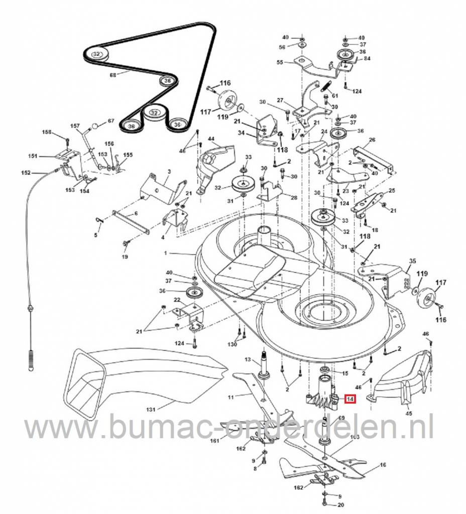 Lagerhuis Kaal voor Husqvarna - Jonsered - Mcculloch - Partner - Wizard - YardPro - Lazer Zitmaaier onderdeel