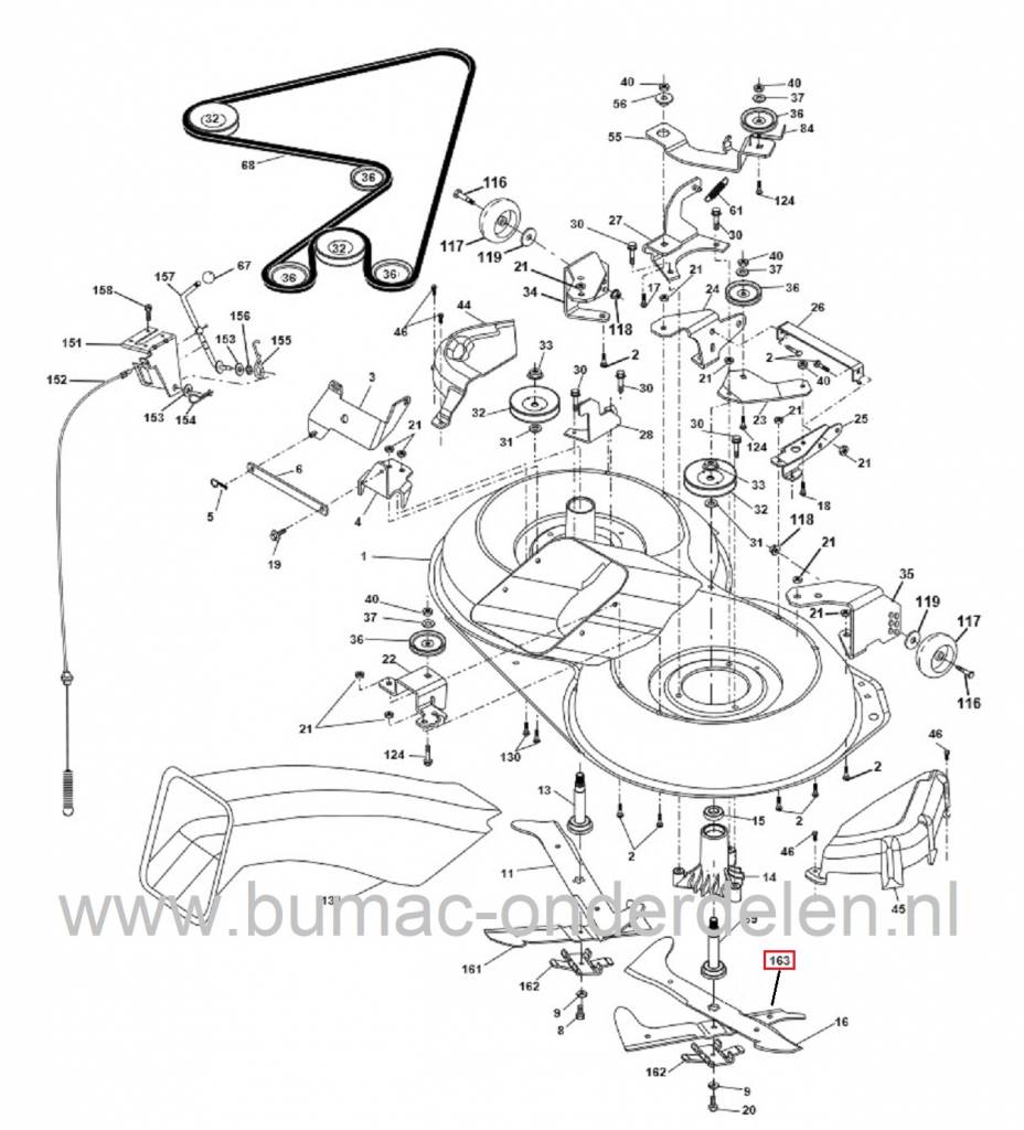 Combi Mes Rechts 46,5 Cm voor 92 Cm Maaidek van Husqvarna CT135, HECT135B, HECT135C, HECT135D, CTH135, HECTH135B, HECTH135C, HECTH135D, HECTH135E, CTH155, HECTH155B, HECTH155C, HECTH155D, HECTH155E Zitmaaiers met 36 Inch Maaibreedte Zitmaaiermes Electrolu