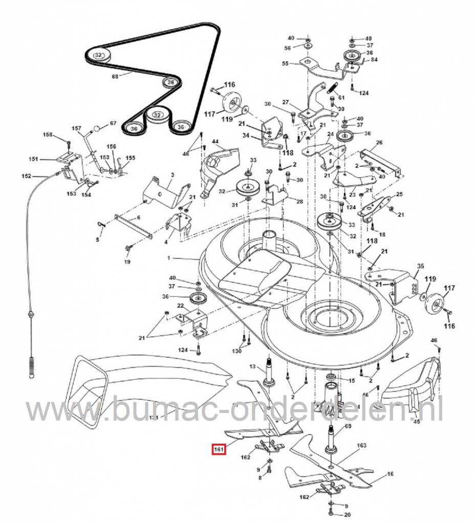 Combi Mes Links 46,5 Cm voor Husqvarna CT135, HECT135B, HECT135C, HECT135D, CTH135, HECTH135B, HECTH135C, HECTH135D, HECTH135E, CTH155, HECTH155B, HECTH155C, HECTH155D, HECTH155E Zitmaaiers met 36 Inch, 92 Cm Maaibreedte, Zitmaaiermessen Electrolux