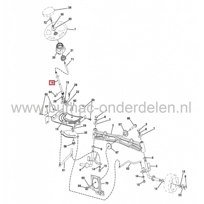 Stuuras met Tandwiel voor Husqvarna, Craftsman, Lazer, Jonsered, Partner, McCulloch, AYP, Yardpro, Wizard, Flymo Zitmaaiers, ELECTROLUX Stuurdelen, Stuuras HUSQVARNA TC138, TC238, TC242