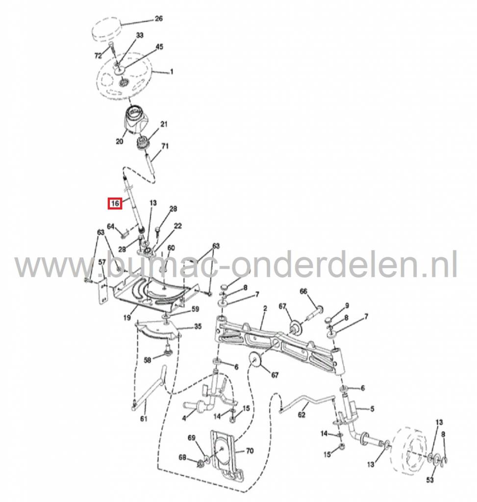 Stuuras met Tandwiel voor Husqvarna, Craftsman, Lazer, Jonsered, Partner, McCulloch, AYP, Yardpro, Wizard, Flymo Zitmaaiers, ELECTROLUX Stuurdelen, Stuuras HUSQVARNA TC138, TC238, TC242