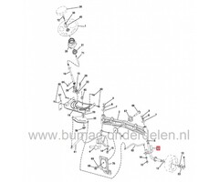 Wielas Rechts voor Husqvarna CT126, CTH126, TC130 Zitmaaiers, Electrolux Wielassen, Rechter Fusee voor AYP, Jonsered, Craftsman, Lazer, Partner, McCulloch, Wizard, Yardpro Stuurdelen voor Zitmaaiers, Frontmaaiers, Tuintrekkers