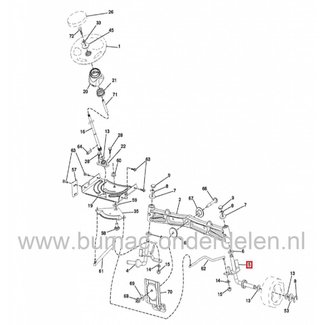 Wielas Rechts voor Husqvarna CT126, CTH126, TC130 Zitmaaiers, Electrolux Wielassen, Rechter Fusee voor AYP, Jonsered, Craftsman, Lazer, Partner, McCulloch, Wizard, Yardpro Stuurdelen voor Zitmaaiers, Frontmaaiers, Tuintrekkers