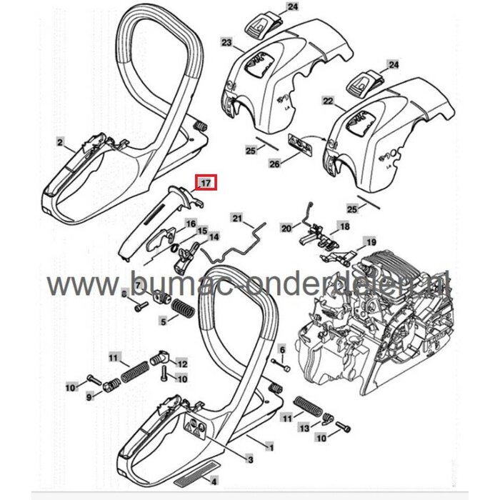 Bovenste Handgreep voor Stihl MS171, MS181, MS211 Kettingzaag, Handvat Afdekplaat voor Stihl MS 171, MS 181 en MS 211 Motorzagen onderdeel