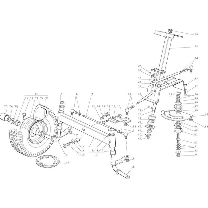 Tandheugel voor Stuurinrichting van Castelgarden XD 98 - XT 140 - XD 140 Series, Stiga Estate Tornado - SD 98, Zitmaaiers met een Maaibreedte van 98 en 102 Cm, Zijuitworp, Mulch, Tand Heugel, Castel Garden, Tuintrekker