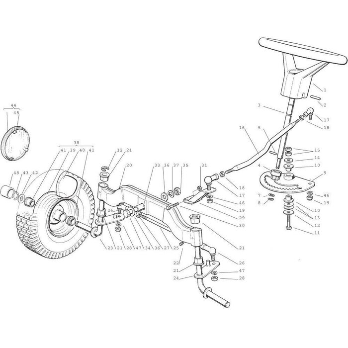 Tandheugel voor Castelgarden TCP102 - TCR102 - TC102 - TCP122 - TCR122 - TC122 Zitmaaiers met een Maaibreedte van 102 en 122 Cm, Stiga, Mountfield, Castel Garden, Tand Heugel voor Stuurinrichting