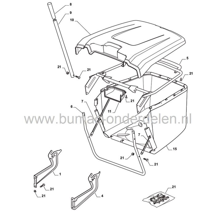 Handvat voor Hendel Vangbak bij Castelgarden PDC140 - XDC135HD - XDC140 - XDC140HD - Twin Cut, Stiga Estate Master HST - SC84 - SC8414, Mountfield T30M - 1430 - 1430H Zitmaaiers, Castel Garden