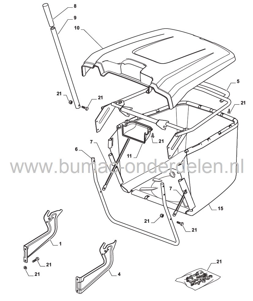 Handvat voor Hendel Vangbak bij Castelgarden PDC140 - XDC135HD - XDC140 - XDC140HD - Twin Cut, Stiga Estate Master HST - SC84 - SC8414, Mountfield T30M - 1430 - 1430H Zitmaaiers, Castel Garden