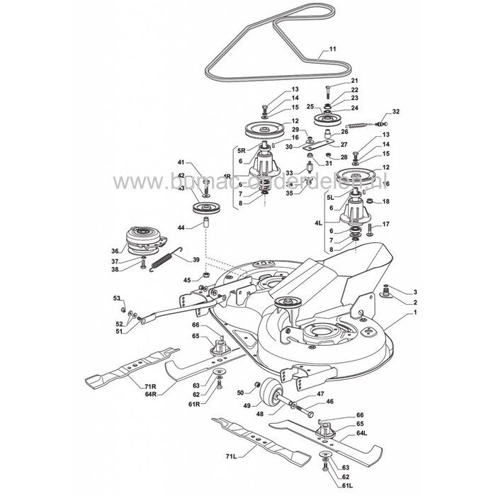 Afstandsbus voor Maaidek Pouly voor Castelgarden - Mountfield - Stiga Zitmaaiers, Tuintrekkers, Frontmaaiers, Afstands Bus, Castel Garden