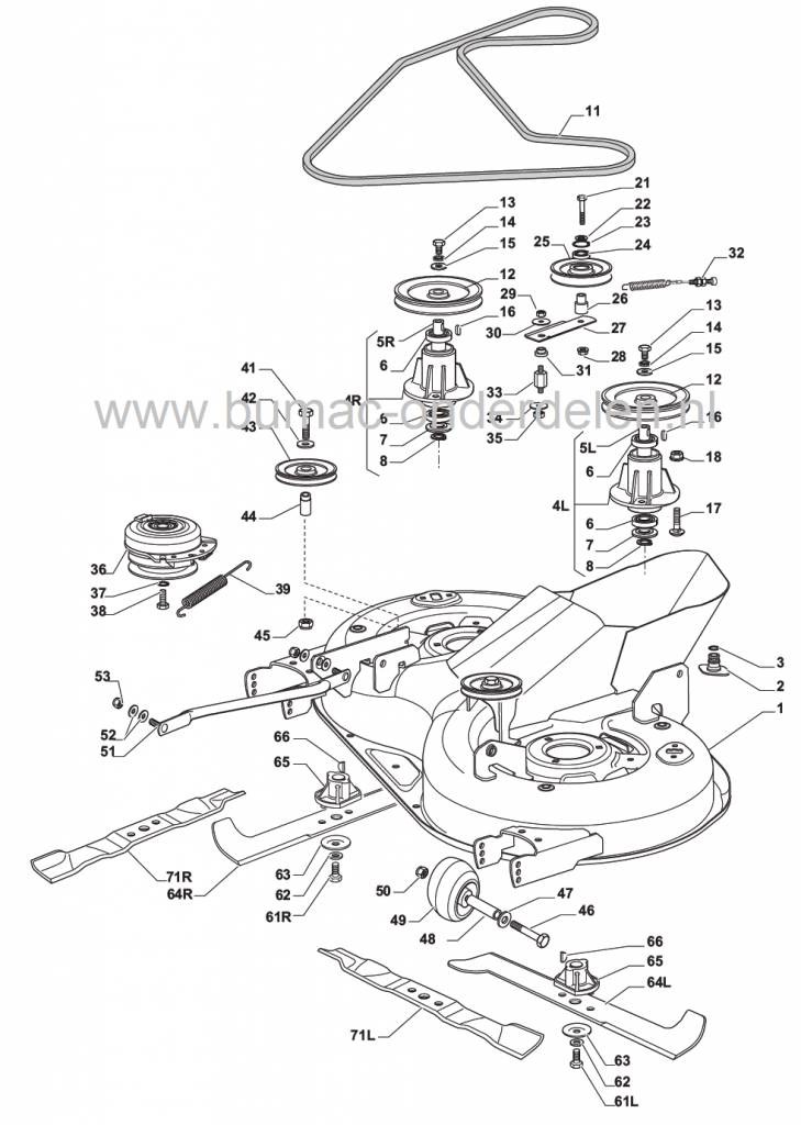 Afstandsbus voor Maaidek Pouly voor Castelgarden - Mountfield - Stiga Zitmaaiers, Tuintrekkers, Frontmaaiers, Afstands Bus, Castel Garden