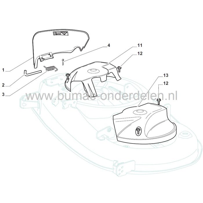 Zijuitworp Deflector voor Castelgarden SD108 - XDL170 - XDL190HD, Stiga Estate Tornado II - HST108 - SD108, Zitmaaiers met een Maaibreedte van 108 Cm, Mulch, Zijuitworp, Castel Garden
