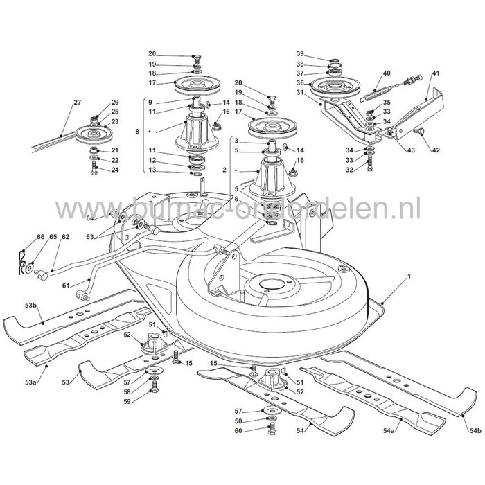 Spanpoelie voor Castel Garden Junior 92 - Series XG - PG - XJ - XD140, Stiga Estate Senator - Estate President - Estate Mirage, Mountfield, Zitmaaiers met een Maaidek van 92 Cm, Pouly, Span Poelie, onderdeel