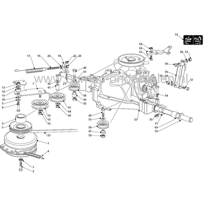Veer 168 mm voor PTO Koppeling Castelgarden J92 - SD98 - SDS98 - PT135HD - PT140HD - PT170HD - TCP102 - XDL170 - XDL190, Stiga Senator - Tornado II - HST108, Alpina TC-HF-22, Dolmar en Makita TM102, Solo 575H, Zitmaaiers, Castel Garden