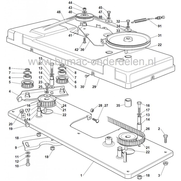 Afstandsbus voor Pouly 502423, Castelgarden - Stiga - Alpina - Dolmar - Makita - Solo, Zitmaaiers, Castel Garden J92 - PT135HD - PT140HD - PT170HD - TCP102 - XDL170 - XDL190, Stiga Senator - Tornado II - HST108, Alpina TC-HF-22, Dolmar en Makita TM102, S