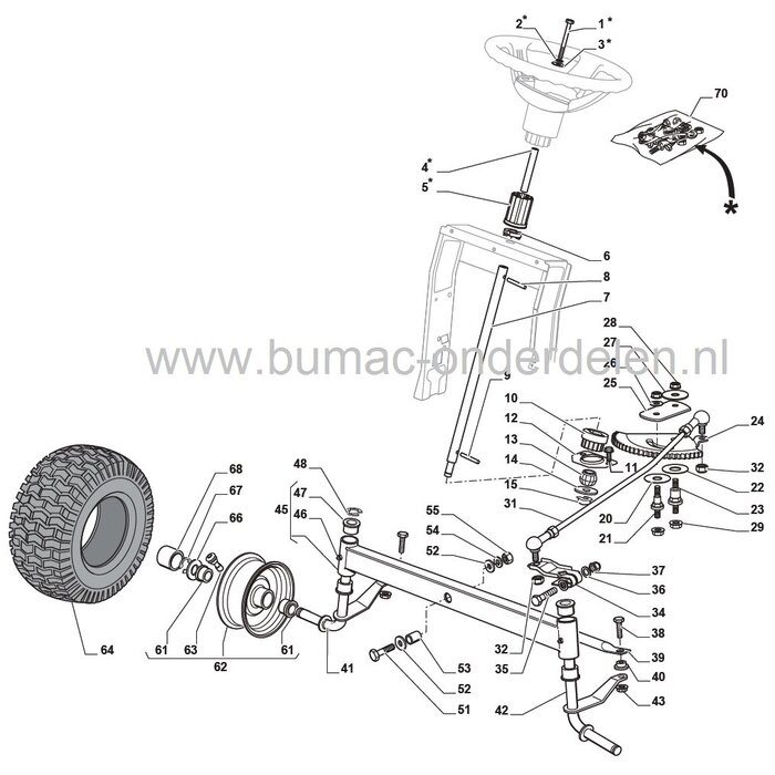 Wielas Links Castelgarden XD140 - XDL170 - XDL190HD - L185H, Stiga Estate Tornado, Zitmaaiers met een Maaibreedte van 84, 98 en 108 Cm, Mulch en Zijuitworp, Linker Fusee, Alpina - Stiga - Mountfield - Castel Garden