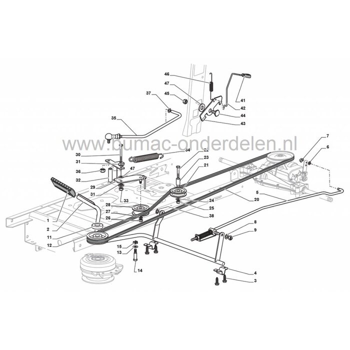 V snaar Rijaandrijving Estate Tornado - Tornado II - Grand Tornado Pro - HST108, Stiga - Castel Garden XD140 - XD170HD - XDL170 - XDL190HD - L185BH - Mountfield - Zitmaaiers - Frontmaaiers, onderdeel