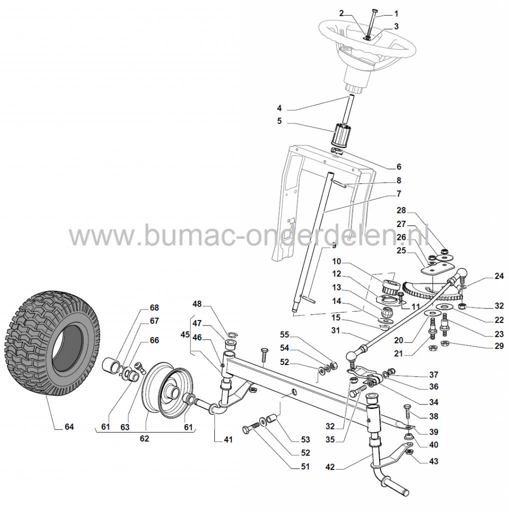 Stuurtandwiel voor Stiga Estate Tornado II en HST108, Castelgarden XDL170 en XDL190HD Zitmaaiers met een Maaibreedte van 108 Cm, Mulch, Zijuitworp, Castel Garden, Mountfield