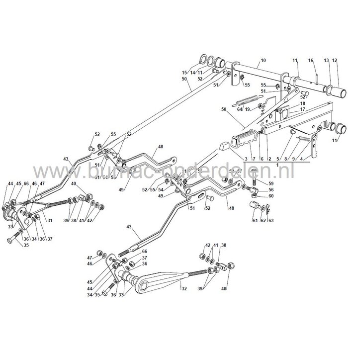 Pen M10 met Oog Ø 10 mm voor Maaidek Bevestiging, Castelgarden EL63 - EL63M - XE70 - XE75VD - XE80VD - XT140, Stiga Ride On - Combi 3072H - Estate, Mountfield 625M - 725M - R25M - R25V - 725V - 725VH - 725VM - 2500SV, Zitmaaiers met een Maaibreedte van 63