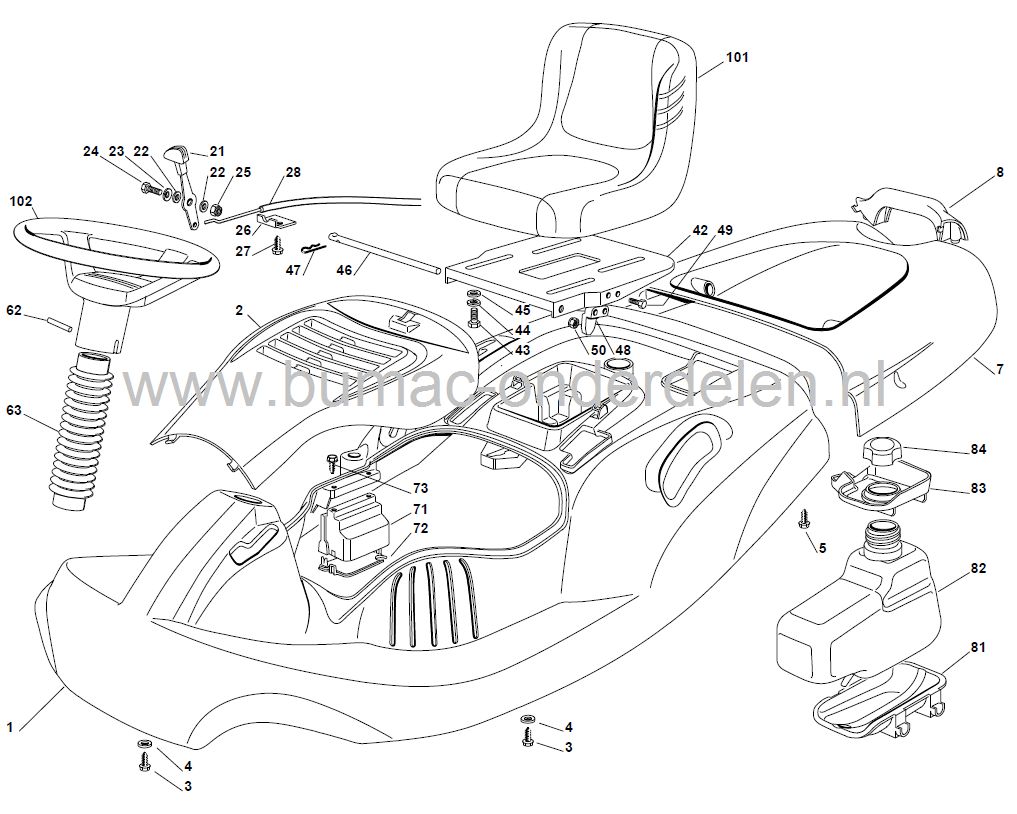 Gaskabel voor Castelgarden XE70 - XE75VD - XE80VD - EL63 - EL63M, Stiga Ride On - Combi 3072H, Zitmaaiers met een Maaibreedte van 63 Cm met Briggs and Stratton Motor, Opvang en Mulch, Castel Garden, Mountfield