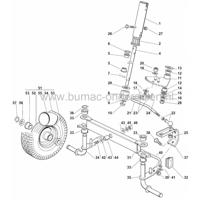 Stuurkogel voor Castelgarden EL63 - EL63M - XE70 - XE75VD - XE80VD, Stiga Ride On - Combi 3072H, Zitmaaiers met een Maaibreedte van 63 Cm, Opvang en Mulch, Castel Garden, Mountfield