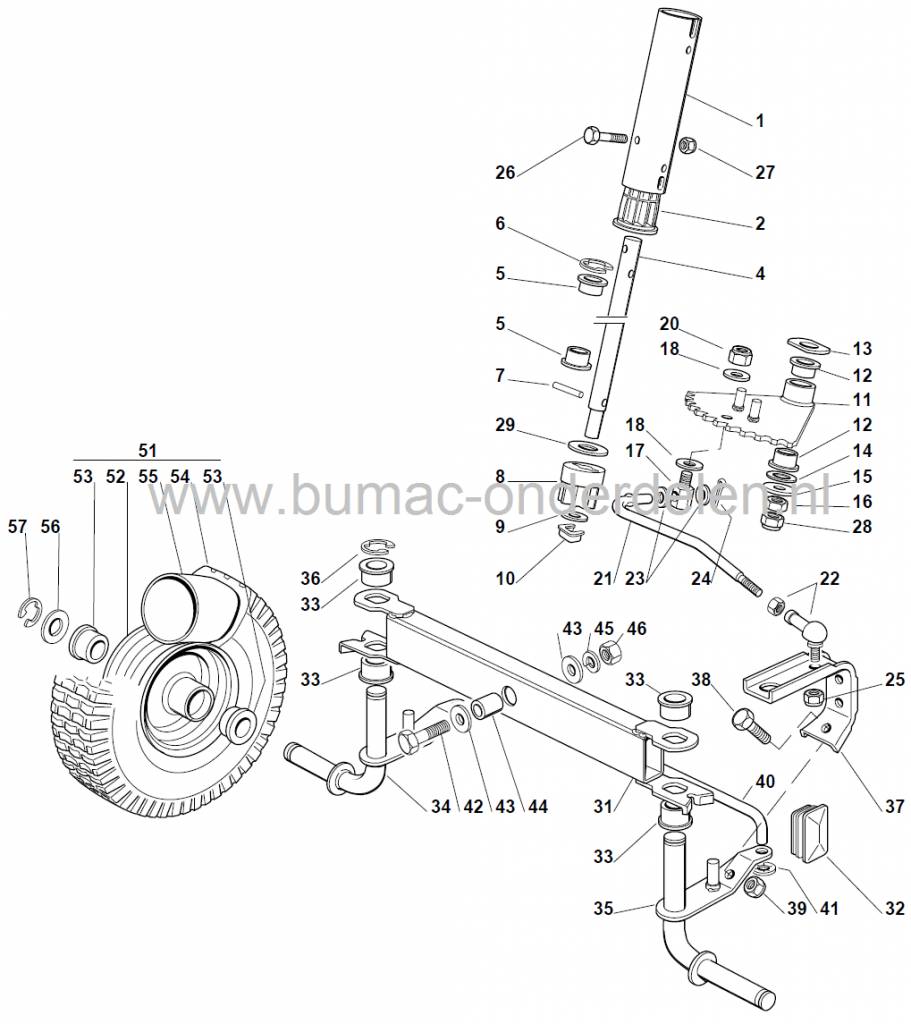 Stuurkogel voor Castelgarden EL63 - EL63M - XE70 - XE75VD - XE80VD, Stiga Ride On - Combi 3072H, Zitmaaiers met een Maaibreedte van 63 Cm, Opvang en Mulch, Castel Garden, Mountfield
