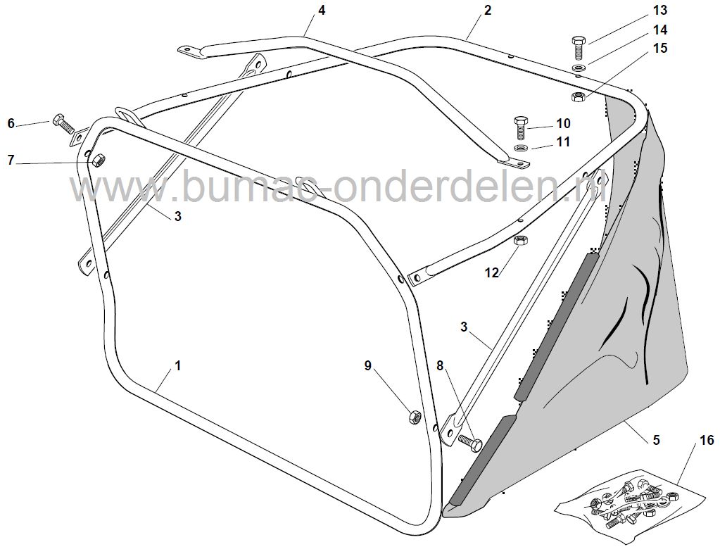Vangzak voor Castelgarden Easy Life 63 - EL63 - EL63M - XE70 - XE75VD - XE80VD, Stiga Ride On - Combi 3072H, Zitmaaiers met een Maaibreedte van 63 Cm, Mulch en Opvang, Graszak, Zak, Castel Garden, Mountfield